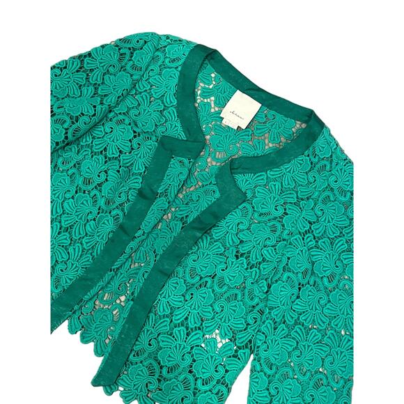 elevenses Jackets & Blazers - Elevenses Anthropologie Green Lace Cropped Blazer, SIze S, KB58